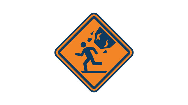 Falling Object Warning Road Sign Symbol.