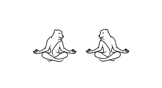 Two monkeys sitting in meditation pose illustration.