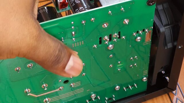 Close up view of printed circuit board motherboard of mini welding machine