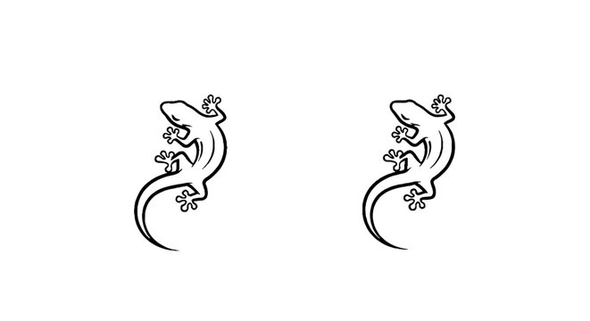 Two elegant gecko silhouettes in minimalist style.