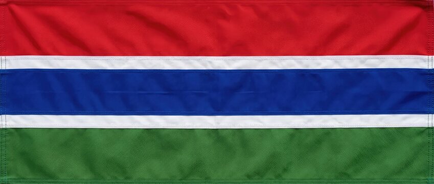 Flag of The Gambia, red, blue, green