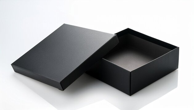 Black Open Paper Box Mockup On White Background
