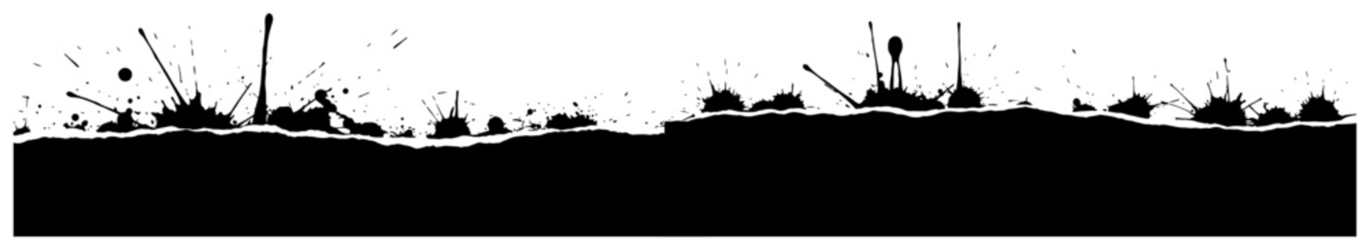 Black paint bottom border with dynamic splashes and upward splatters