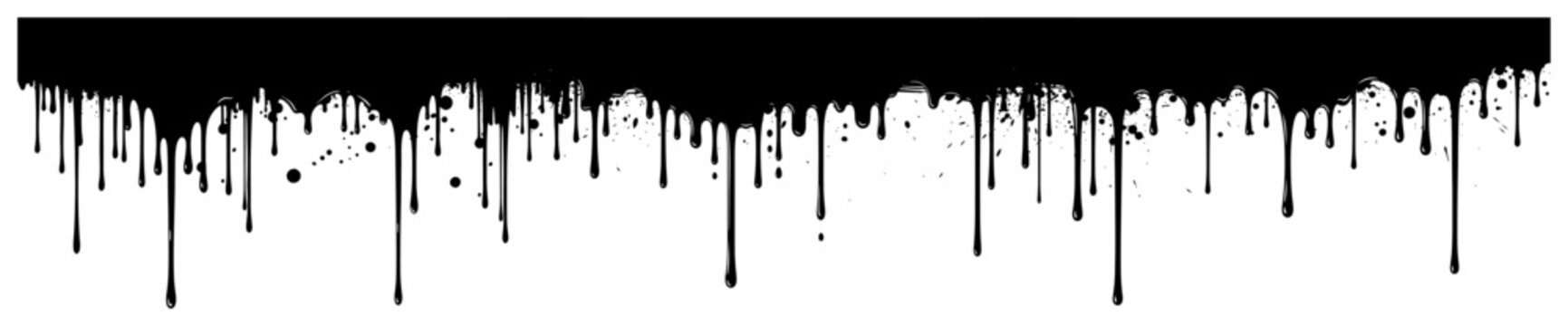 Heavy paint top border with dense vertical drips and ink drops