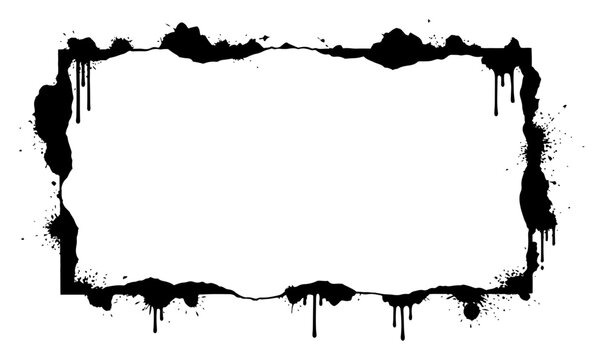 Rectangular border frame with dripping ink margins and grunge splatters