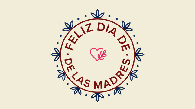 Spanish Feliz Dia De Las Madres circular greeting badge for greeting cards
