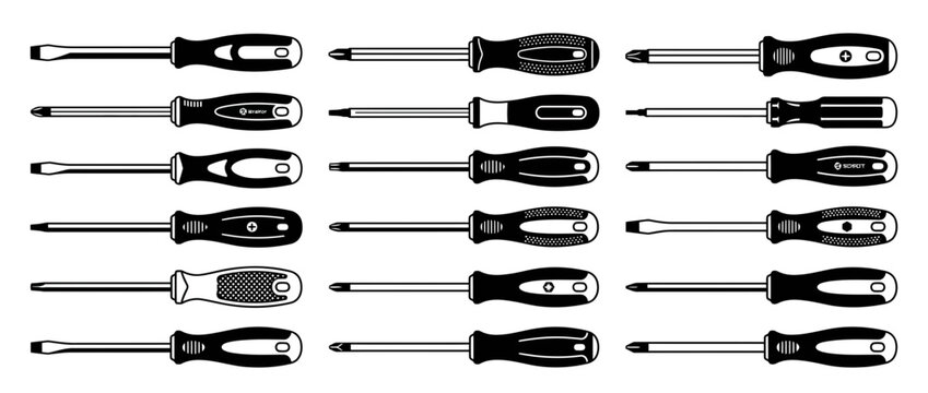 Collection of Various Screwdriver Hand Tools for Maintenance and Repair Work