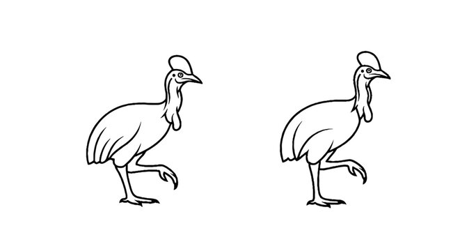Two cassowary birds standing side by side illustration.