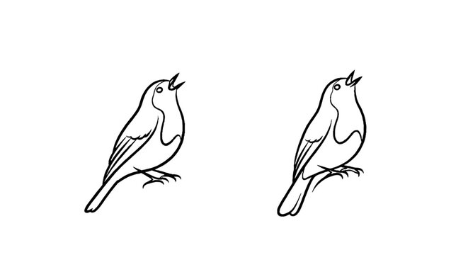 Two singing birds perched on branches illustration.