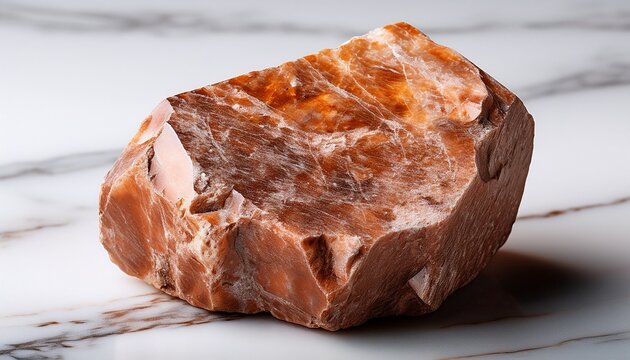 Sample Of Rough Rutile Mineral On White Marble