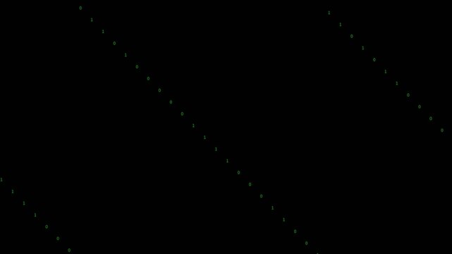 Digital matrix rain effect with falling green numbers on black background