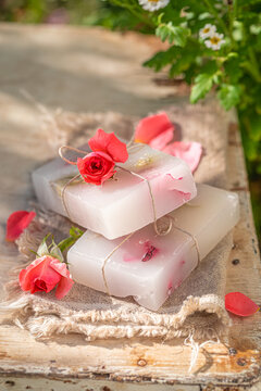Aromatic and handmade rose soap made of fresh flowers