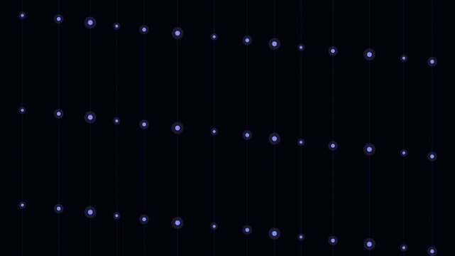 Two horizontal rows of glowing blue lights set against a deep black background