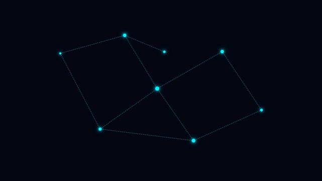 Minimalist blue star constellation pattern on a dark black background