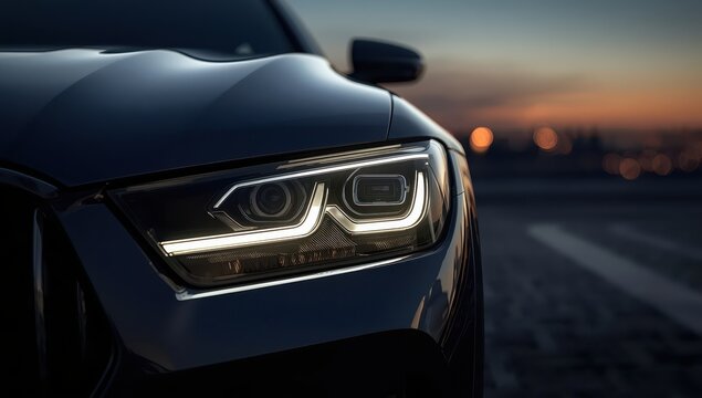 close-up of a contemporary luxury vehicle's headlight