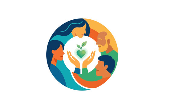 Diverse Community Nurturing Nature and Sustainability Concept