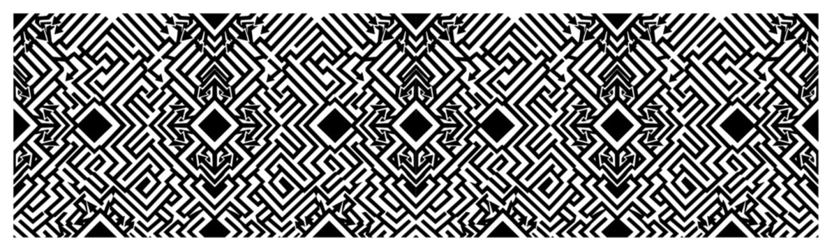 labyrinth geometric pattern border with intricate maze line art design