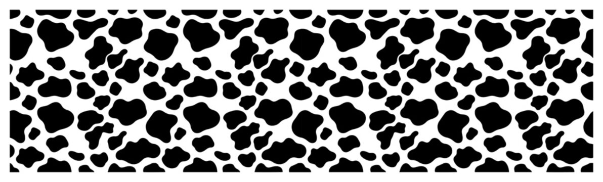 Cow print pattern with abstract organic spots in black and white style