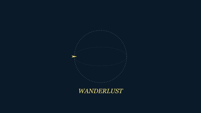 Wanderlust minimalist motion with rotating cursor orbiting a globe wireframe animation 4k travel