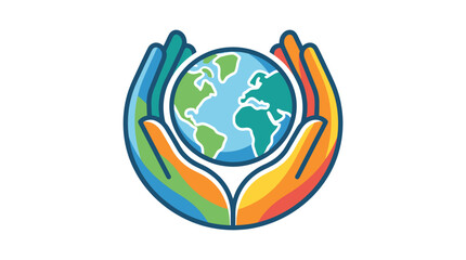 Naklejka premium Hands holding the Earth globe symbol.