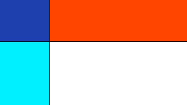 Abstract composition featuring four distinct vibrant colored rectangles