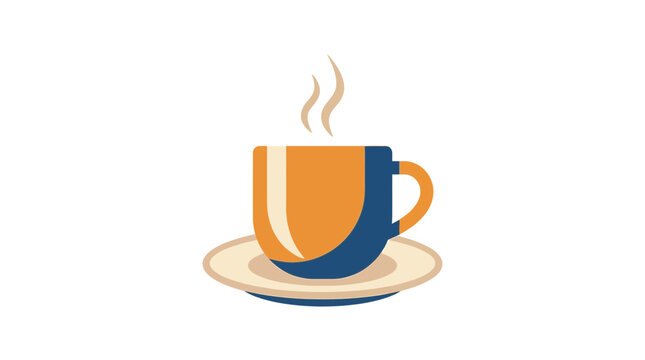 Minimalist Vector Illustration of a Hot Coffee Cup