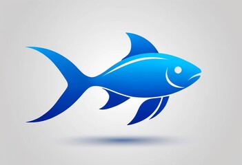 Fototapeta premium Vibrant Blue Abstract Fish Icon - Modern Sea Life Symbol for Design