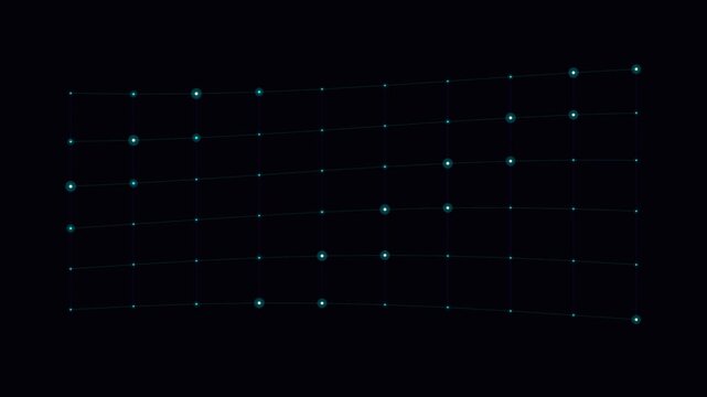 A grid of small glowing lights arranged in a dark abstract pattern
