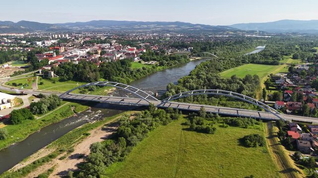 Pilsudski bridge (also known of Helenski bridge) over Dunajec river, Nowy Sacz