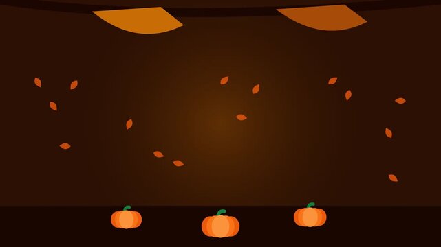 Minimalist digital illustration of three pumpkins on a dark autumn background