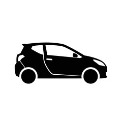 Fototapeta premium Black silhouette of a compact car on a white background