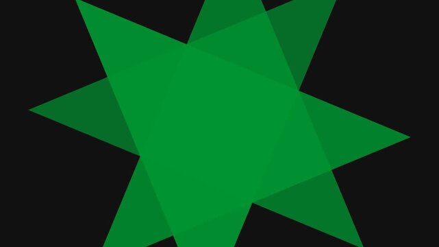 A vibrant green diamond shape floating against a stark solid black background