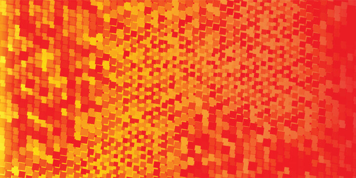 Vibrant red and yellow abstract geometric background with diagonal pixel gradient pattern eps10