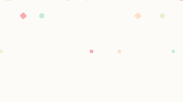 Minimalist composition with scattered soft pastel geometric shapes on white