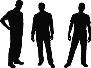 WebSilhouette group of three standing people showing casual posture and human body language concept © MdMotaharul