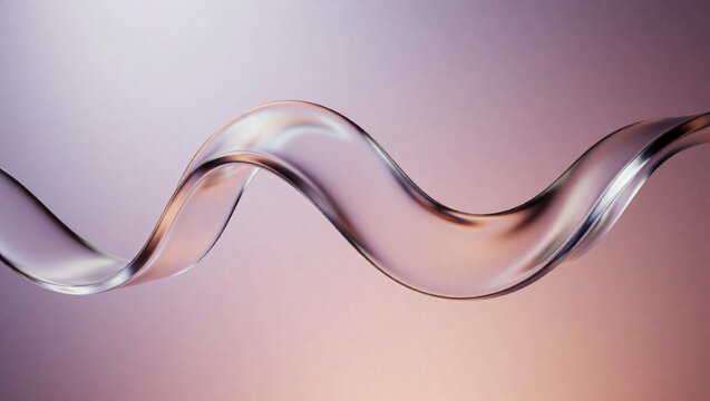 Translucent glass ribbon wave on soft pastel gradient