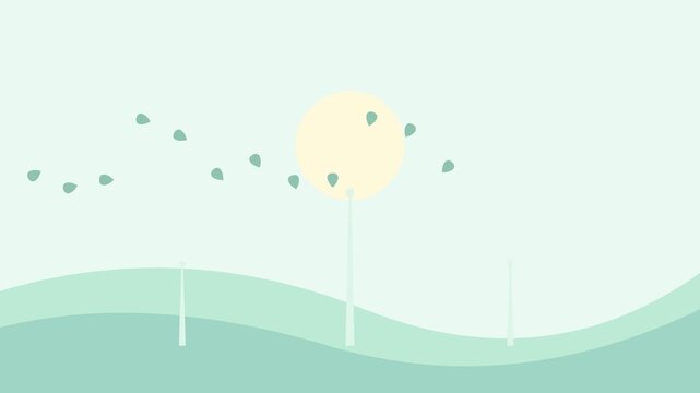 Minimalist illustration of a solitary tree in a soft pastel landscape
