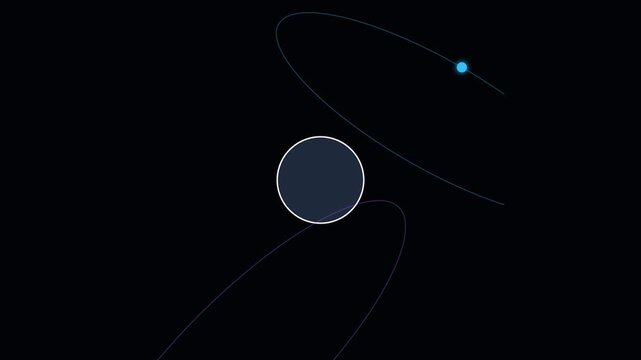 Minimalist representation of a planetary body with orbital path trajectory
