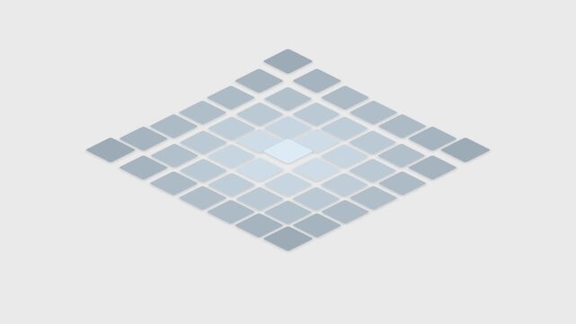 An abstract isometric grid of blue squares forming a central light gradient
