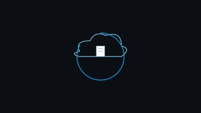 Cloud computing data upload animation: digital file transfer and network synchronization concept 4k data transfer
