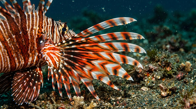 extreme closeup lionfish