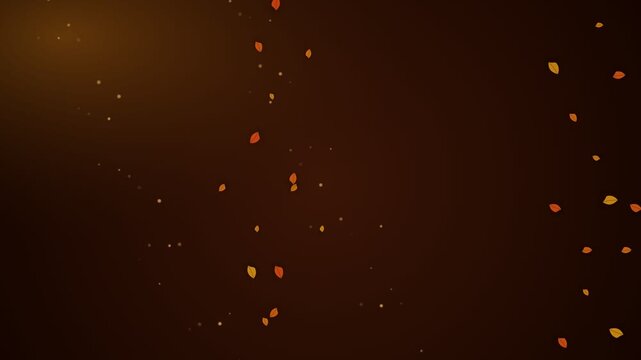 A scattering of glowing orange leaves floating in a deep dark background