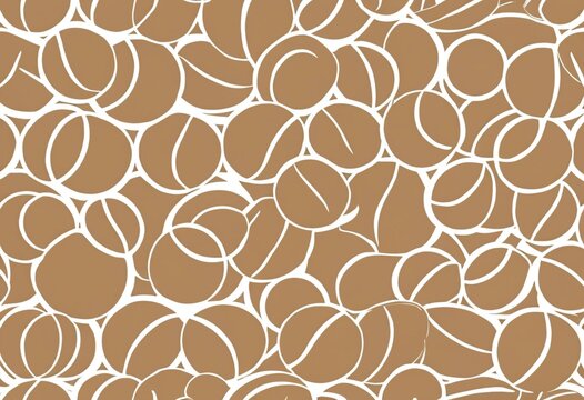 Seamless pattern of brown coffee beans, abstract texture background for design