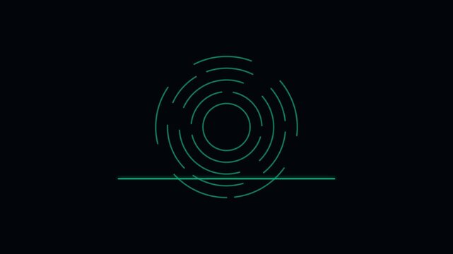 Minimalist green neon concentric circles on a solid black background