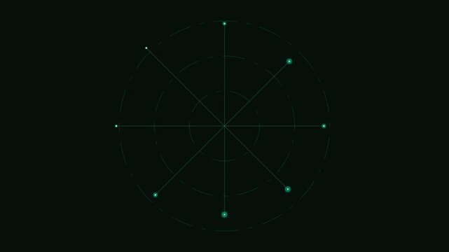 Minimalist green digital radar interface graphic on a solid black background