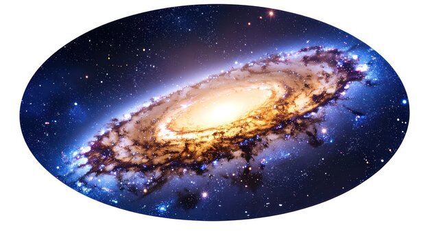 A visually stunning depiction of a spiral galaxy, showcasing its bright central bulge and swirling arms filled with stars and nebulae against the vastness of space.