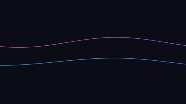 Minimalist abstract design featuring two parallel flowing neon wave lines