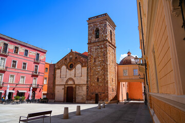 Duomo di Santa Chiara d’Assisi (Cathedral of Saint Clare of Assisi) in Piazza del Municipio in the old town of Iglesias, Sardinia, Italy © Alexandre ROSA