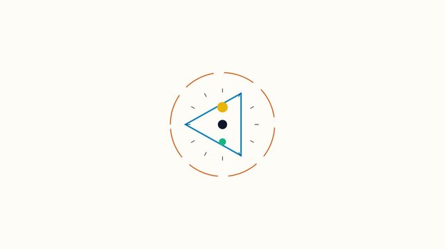 Minimalist geometric illustration with a triangle and circular elements