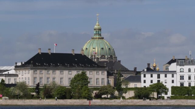 Frederiks Church dome and Amalienborg Palace in Copenhagen city, Denmark